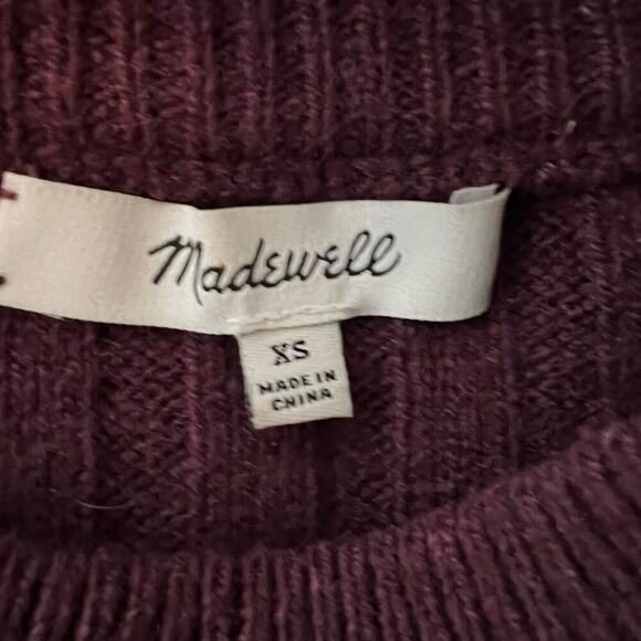 Madewell Women's Rib Mock Neck Turtleneck Wool Sweater Maroon Size XS - Picture 6 of 6